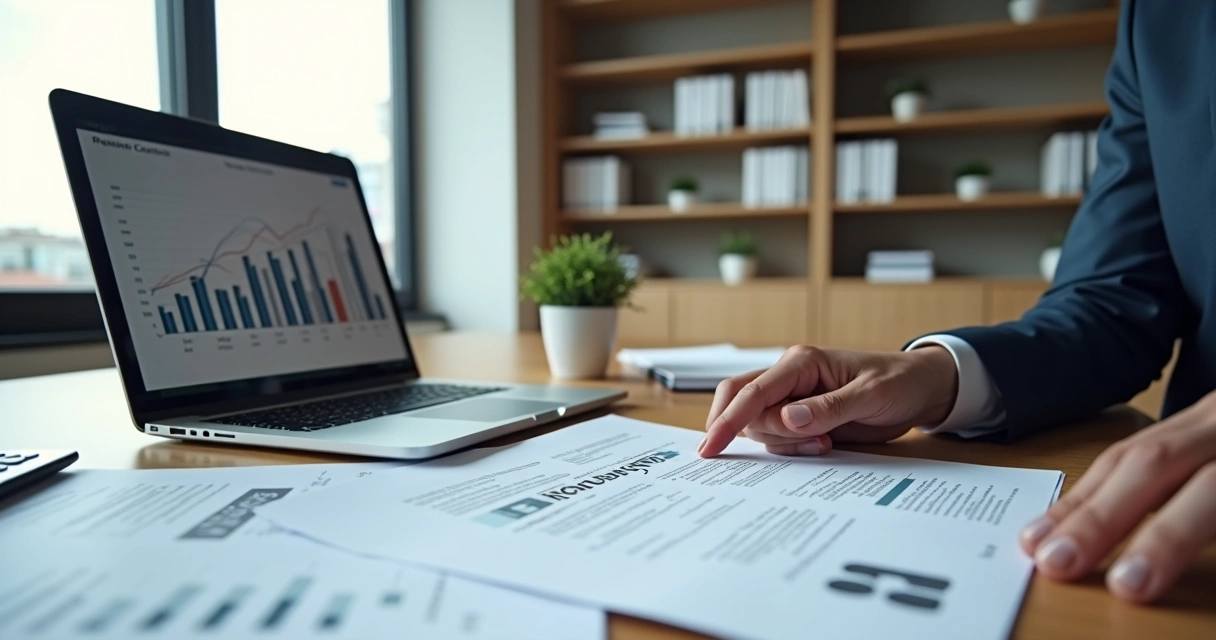 Pessoa analisando contrato de prestação de serviços PJ em escritório moderno